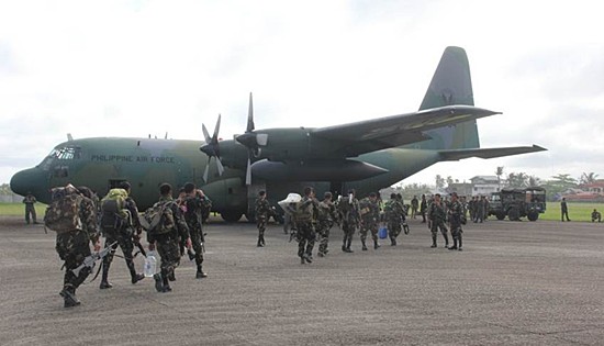 34IB troops boarding the C-130 PAF plane