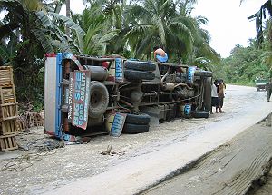 Bad road portion in Catbalogan, Samar photo