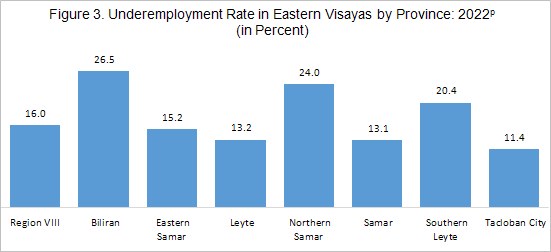 2022 underemployment rate in Eastern Visayas by province